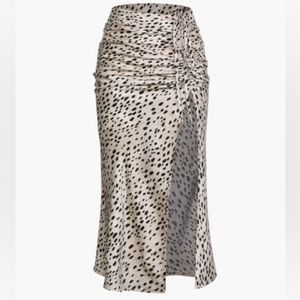 MICAS Leopard Print Slit Midi Skirt NWT